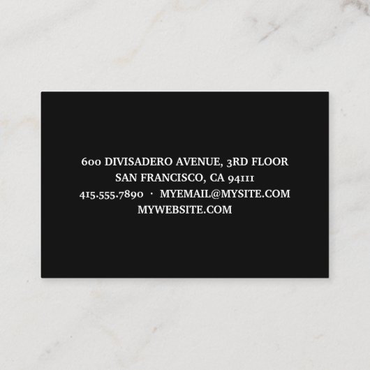 白黒モダンパンダのロマンチックな引用文 名刺 (裏面)