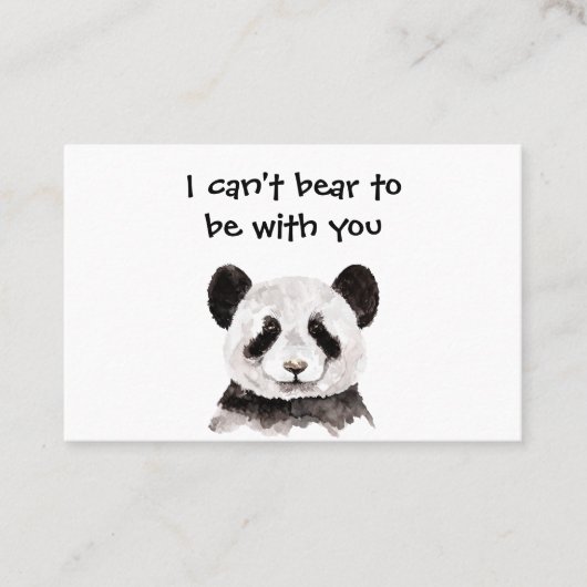 白黒モダンパンダのロマンチックな引用文 名刺 (正面)