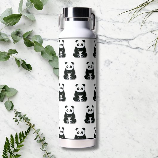 白黒モダンパンダ熊の模様 ウォーターボトル