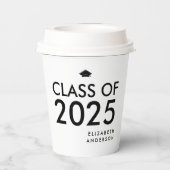 白黒モダンパーソナライズされた卒業党 紙コップ (裏面)