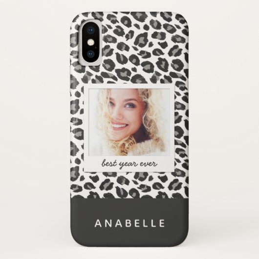 白黒モダンヒョウ印刷ヴィンテージ写真 Case-Mate iPhoneケース (裏面)