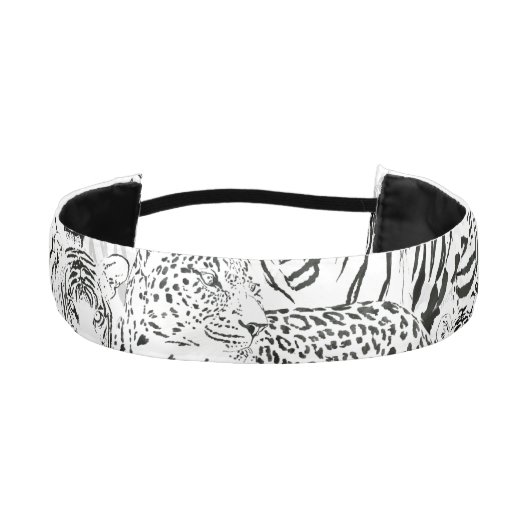 白黒モダンヒョウ虎の動物 アスレチックヘッドバンド (正面)