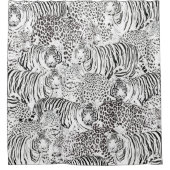 白黒モダンヒョウ虎の動物 シャワーカーテン (正面)