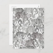 白黒モダンヒョウ虎の動物 シーズンポストカード (正面/裏面)
