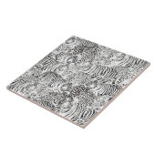 白黒モダンヒョウ虎の動物 タイル (側面)