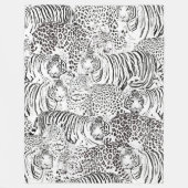 白黒モダンヒョウ虎の動物 フリースブランケット (正面)