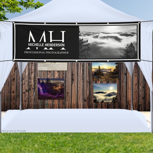 白黒モダンビジネスロゴ1イメージブース 横断幕