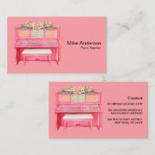 白黒モダンピアノ先生名刺 名刺 (正面/裏面)