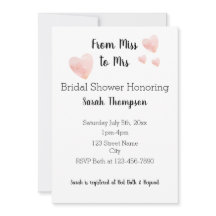 白黒モダンピンクハートブライダルシャワー