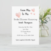 白黒モダンピンクハートブライダルシャワー 招待状 (スタンド正面)