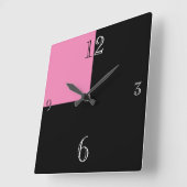 白黒モダンピンク抽象芸術 スクエア壁時計 (傾斜)