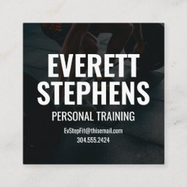 白黒モダンフィットネス訓練士 スクエア名刺