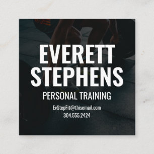 白黒モダンフィットネス訓練士 スクエア名刺