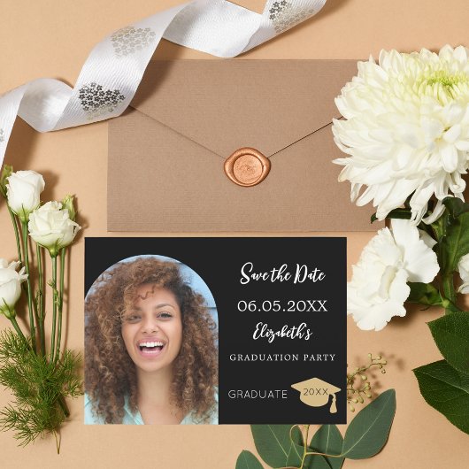 白黒モダンフォトアーチ卒業 セーブザデート