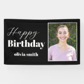 白黒モダンフォトハッピーバースデー 横断幕 (横)