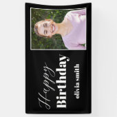 白黒モダンフォトハッピーバースデー 横断幕 (縦)