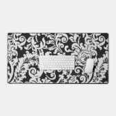 白黒モダンフローラのブエレガントライダ デスクマット (キーボード&マウス)