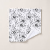 白黒モダンフローラエレガント バスタオルセット (ウォッシュタオル)