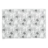 白黒モダンフローラエレガント 枕カバー (正面右)
