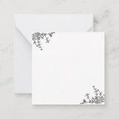 白黒モダンフローラクレストモノグラム ノートカード (裏面)