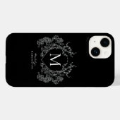 白黒モダンフローラクレストモノグラム Case-Mate iPhoneケース (裏面 (横))