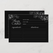 白黒モダンフローラシャワーレシピカード (正面/裏面)