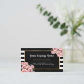 白黒モダンフローラストライプのビジネスカー 名刺 (スタンド正面)