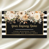 白黒モダンフローラストライプのビジネスカー 名刺