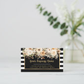 白黒モダンフローラストライプのビジネスカー 名刺 (スタンド正面)