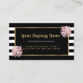 白黒モダンフローラストライプの 名刺 (正面)