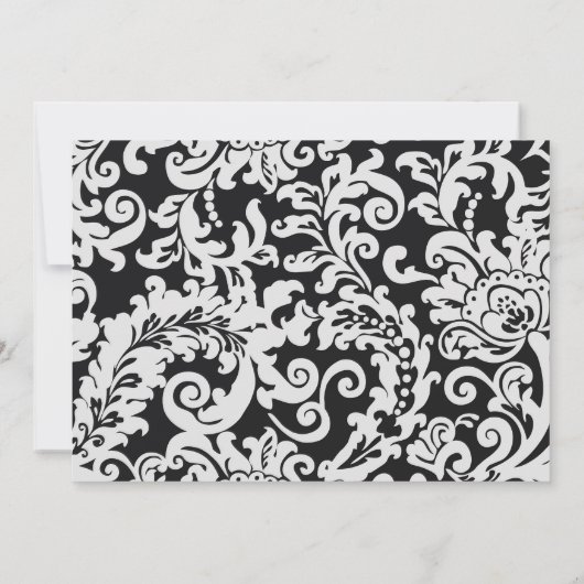 白黒モダンフローラダマスクウェディングRSVP 招待状 (裏面)