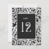 白黒モダンフローラダマスク表カード 招待状 (正面)