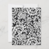 白黒モダンフローラダマスク表カード 招待状 (裏面)