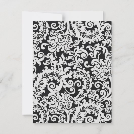 白黒モダンフローラダマスク表カード 招待状 (裏面)
