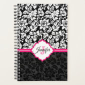 白黒モダンフローラダマスク プランナー手帳 (正面)