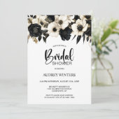 白黒モダンフローラブライダルシャワー 招待状 (スタンド正面)