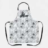 白黒モダンフローラママパーソナライズされた エプロン (正面)
