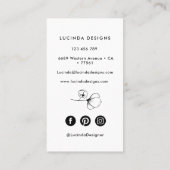 白黒モダンフローララインアート 名刺 (裏面)