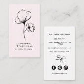 白黒モダンフローララインアート 名刺 (正面/裏面)
