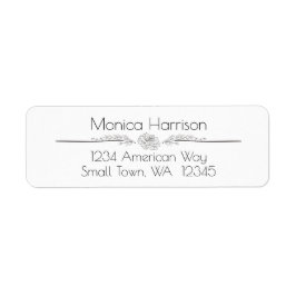 白黒モダンフローラ差出人住所ラベル ラベル