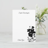 白黒モダンフローラ空白の サンキューカード (スタンド正面)