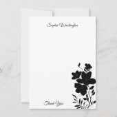 白黒モダンフローラ空白の サンキューカード (正面)