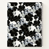 白黒モダンフローラ |パーソナライズされた | ノートブック (裏面)