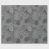 白黒モダンフローラ ラッピングペーパー (フラット)