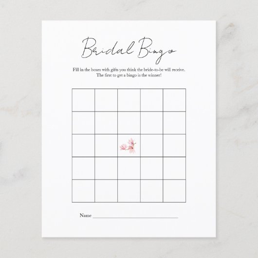 白黒モダンブライダルシャワービンゴゲーム チラシ (正面)