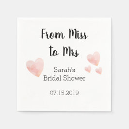 白黒モダンブライダルシャワーピンクハート スタンダードカクテルナプキン