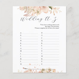 白黒モダンブライダルシャワー結婚ズA-Zゲーム チラシ