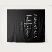 白黒モダンブライダルシャワー背景 タペストリー (正面(横))