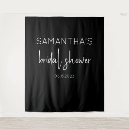 白黒モダンブライダルシャワー背景 タペストリー