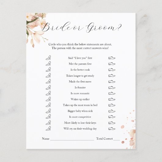 白黒モダンブライダルシャワー花嫁または花婿 チラシ (正面)